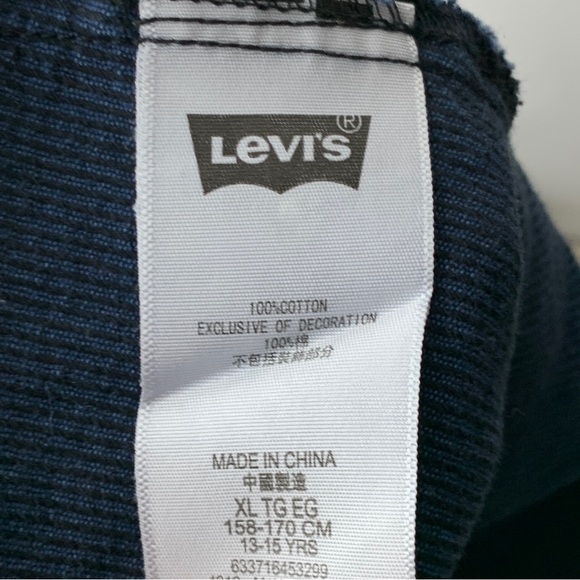 Levis Kids Girls Size XL Dress Overalls Bib Jumper Blue Cotton Denim Jean Adjust - Picture 7 of 7